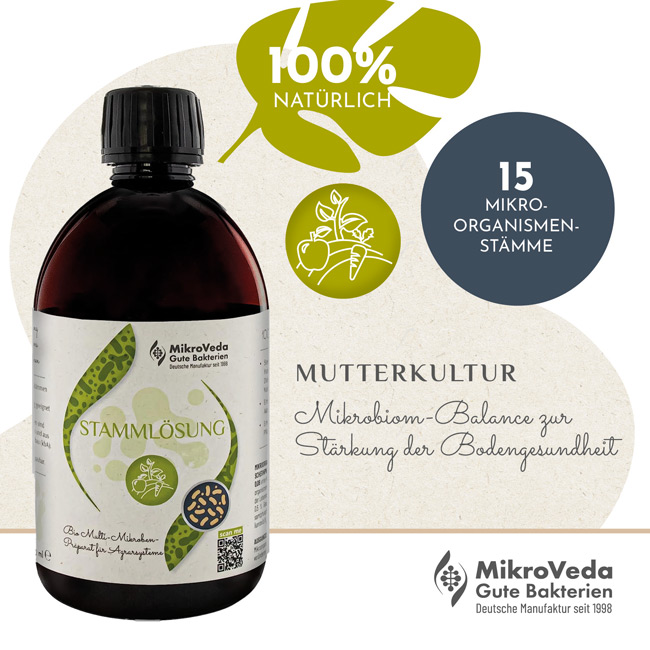 MikroVeda Bio STAMMLÖSUNG 15er Mutterkultur 0,5 Liter R-PET Flasche (100% recycelt)