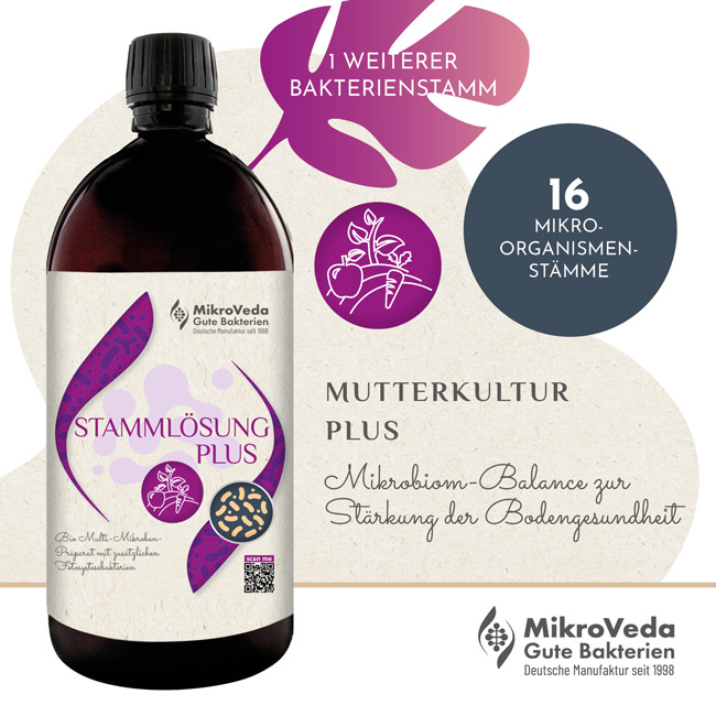 MikroVeda Bio STAMMLÖSUNG PLUS 16er Mutterkultur 1 Liter R-PET Flasche (100% recycelt)