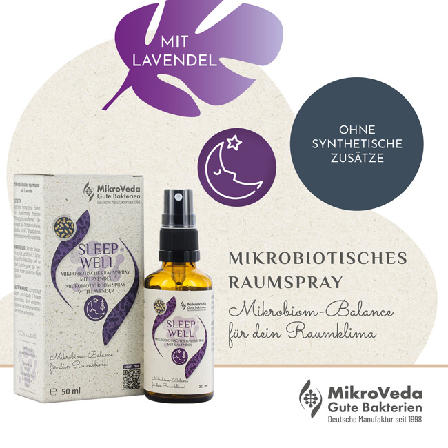 MikroVeda SLEEP WELL mikrobiotisches Raumspray Lavendel-Duft 50 ml Glassprühflasche