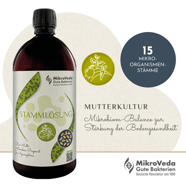 MikroVeda Bio STAMMLÖSUNG 15er Mutterkultur 1 Liter R-PET Flasche (100% recycelt)