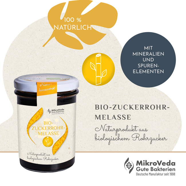 MikroVeda Schwarze Bio ZUCKERROHRMELASSE im Glas 270 g