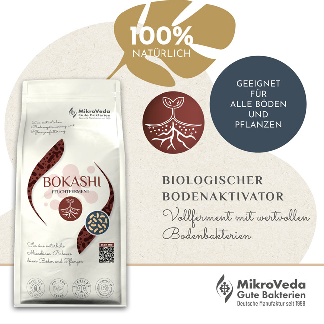 MikroVeda BOKASHI 1,3 kg feucht BIO-KONFORM im recyclingfähigen Beutel mit Aromaventil