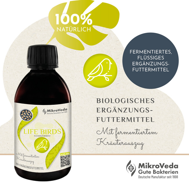 MikroVeda LIFE BIRDS Bio Ergänzungsfutter 250 ml Tropfflasche